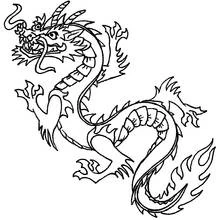 Coloriage Dragon enroulé dans une pose serpentine