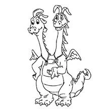 Coloriage Dragon à deux têtes debout côte à côte