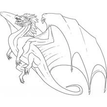 Coloriage Dragon aux ailes largement déployées