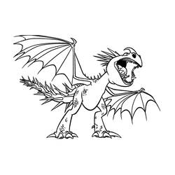 Coloriage Dragon hérissé rugissant avec ses ailes déployées