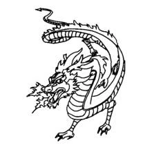Coloriage Dragon serpentin en boucles, dos hérissé