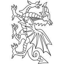 Coloriage Dragon aux ailes déployées et queue pointue