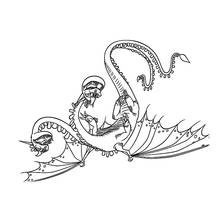 Coloriage Dragon à deux têtes aux longs cous serpentins