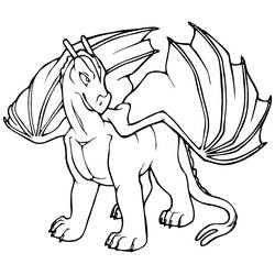 Coloriage Dragon debout avec les ailes déployées