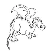 Coloriage Dragon au long cou et à la queue enroulée