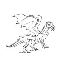 Coloriage Dragon sur quatre pattes, petite corne et piquants