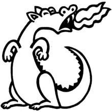 Coloriage Dragon crachant du feu au ventre rond