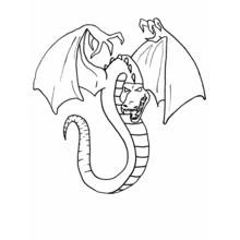 Coloriage Dragon au corps serpentin et grandes ailes