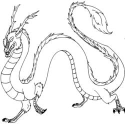 Coloriage Dragon chinois au corps serpentin