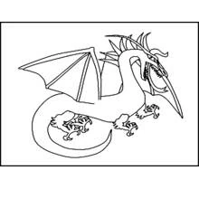 Coloriage Dragon à longue queue et aile déployée