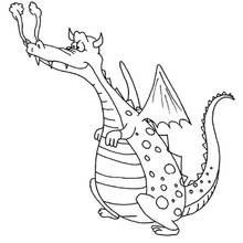 Coloriage Dragon soufflant des volutes de fumée