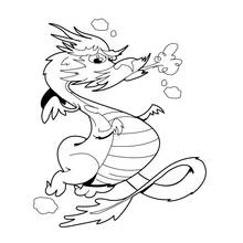 Coloriage Dragon crachant du feu en courant