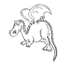 Coloriage Dragon aux grands yeux et ailes recourbées