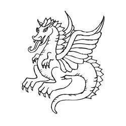 Coloriage Dragon ailé aux cornes courbées