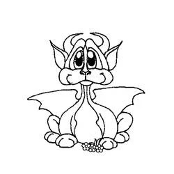 Coloriage Dragon mignon assis avec ailes