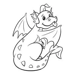 Coloriage Dragon souriant tirant la langue