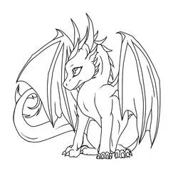 Coloriage Dragon avec ailes imposantes et crinière hérissée