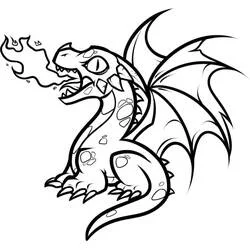 Coloriage Un petit dragon crrachant du feu