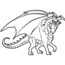 Coloriage Dragon marchant, ailes déployées
