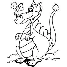 Coloriage Dragon soufflant des nuages de fumée