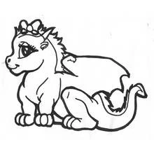 Coloriage Dragon avec une couronne et une longue queue