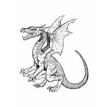 Coloriage Dragon aux ailes déployées et longue queue