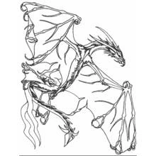 Coloriage Dragon de profil, ailes larges et crocs