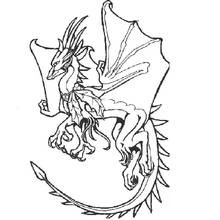 Coloriage Dragon aux grandes ailes et à la queue épineuse