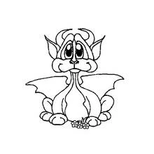 Coloriage Dragon assis aux grands yeux et petites ailes
