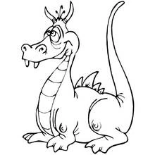 Coloriage Dragon de dessin animé, sourcils touffus et cornes