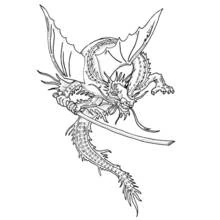 Coloriage Dragon tenant une épée