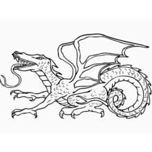 Coloriage Dragon à longue langue fourchue et queue en spirale