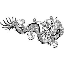 Coloriage Dragon au long corps sinueux et moustaches enroulées