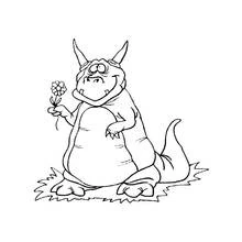 Coloriage Dragon rondouillard tenant une fleur