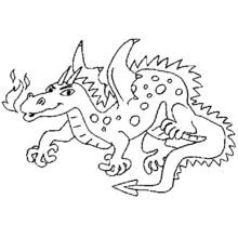 Coloriage Dragon crachant une petite flamme