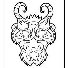 Coloriage Dragon tête avec cornes enroulées
