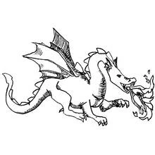 Coloriage Dragon crachant du feu
