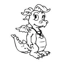 Coloriage Bébé dragon avec un collier