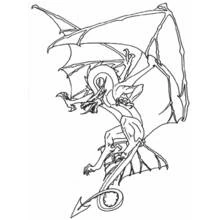 Coloriage Dragon aux ailes déployées en posture menaçante