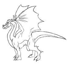 Coloriage Dragon debout aux ailes déployées