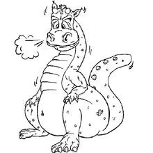 Coloriage Dragon soufflant un nuage de fumée