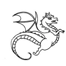 Coloriage Dragon à la queue enroulée et à l'aile déployée