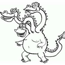 Coloriage Dragon à trois têtes qui marche
