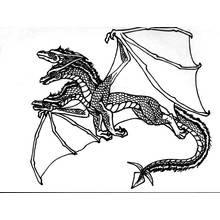 Coloriage Dragon à trois têtes ailes déployées
