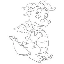 Coloriage Dragon bébé mignon aux grands yeux