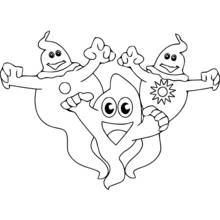 Coloriage Fantômes volant tous les trois