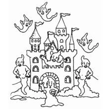 Coloriage Fantômes autour d'un château hanté