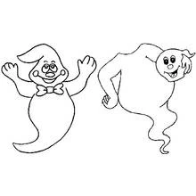 Coloriage Deux fantômes rigolos qui font coucou