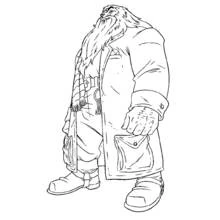 Coloriage Géant barbu debout dans un long manteau