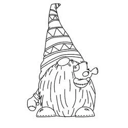 Coloriage Gnome à la longue barbe et au bonnet pointu